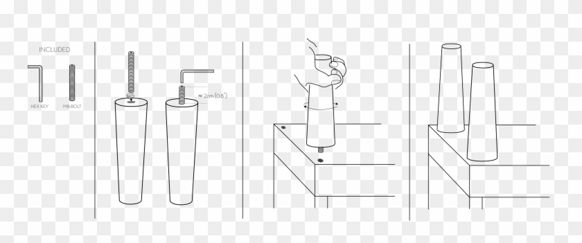 Attach The Legs Directly Into The Furniture's Threaded - Sketch Clipart #4883506