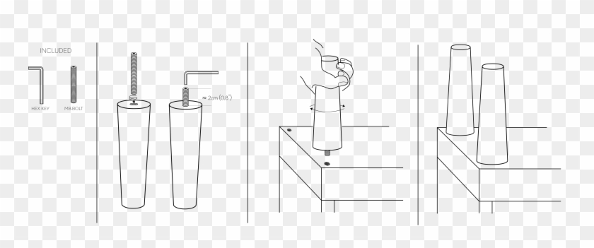 Attach The Legs Directly Into The Furniture's Threaded - Sketch Clipart