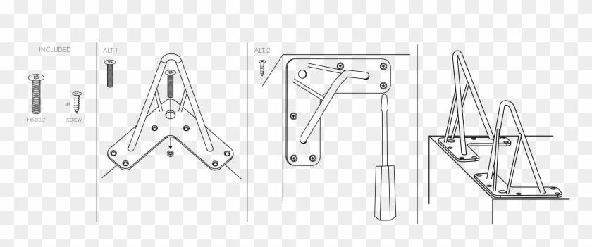 For Furniture Without M8-thread - Line Art Clipart