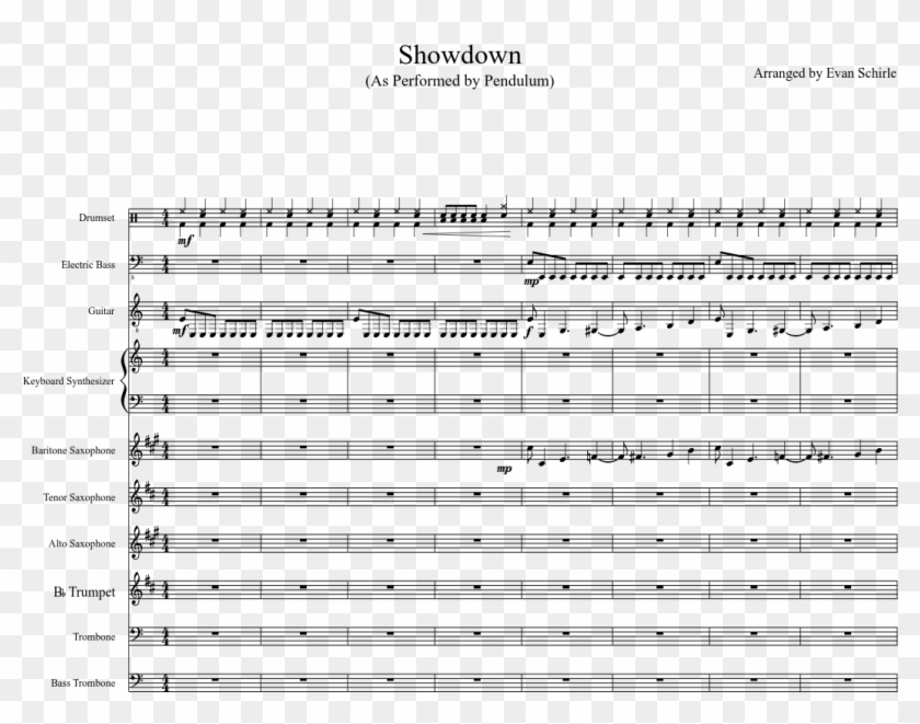 Showdown Sheet Music Composed By Arranged By Evan Schirle - Backrow Politics Sheet Music Flute Clipart