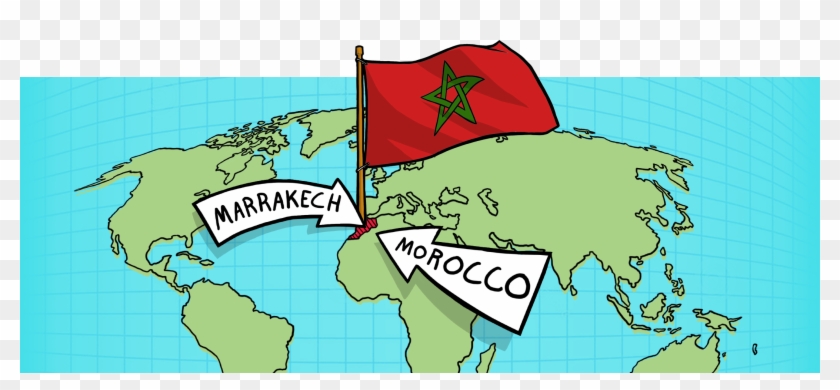 Morocco Flag Map From Pasarelapr - Cartoon Clipart #4884596