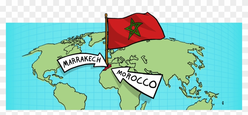 Morocco Flag Map From Pasarelapr - Cartoon Clipart