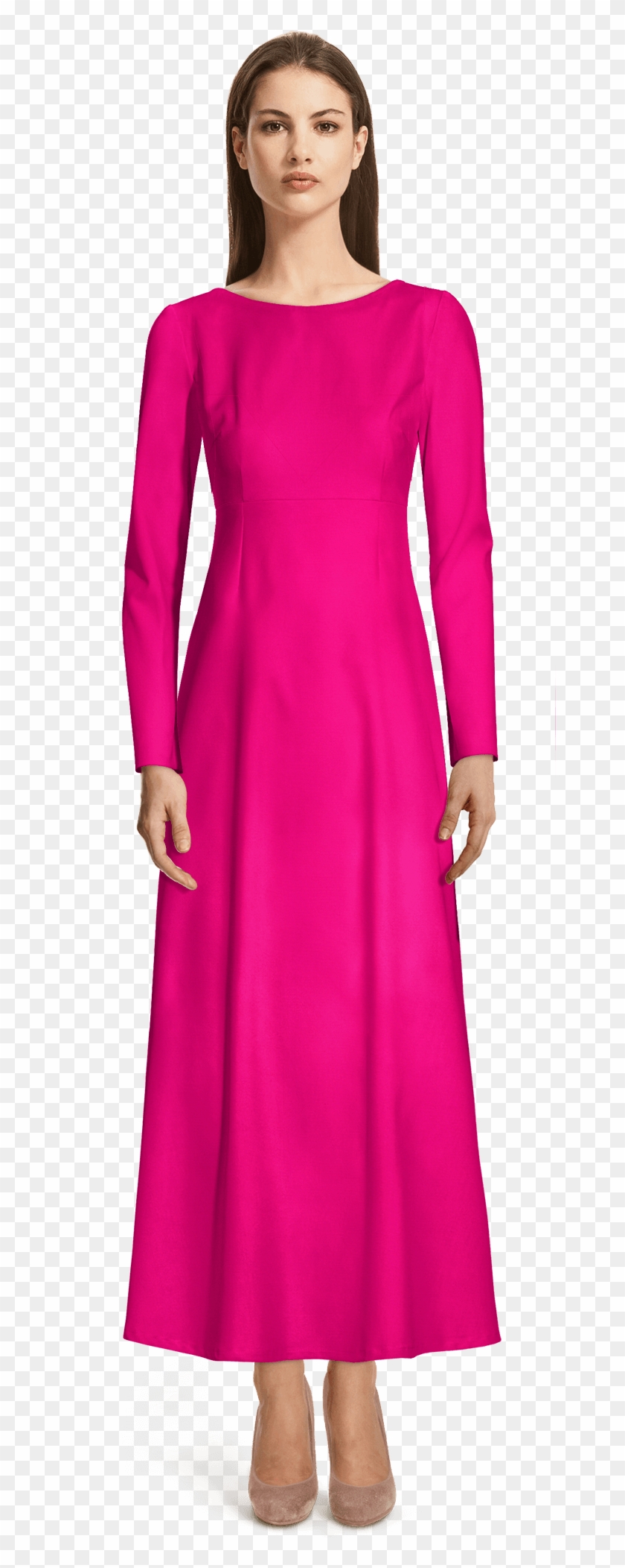 Pink High Waist Flare Maxi Dress - Female Tuxedo With Skirt Clipart #4884685