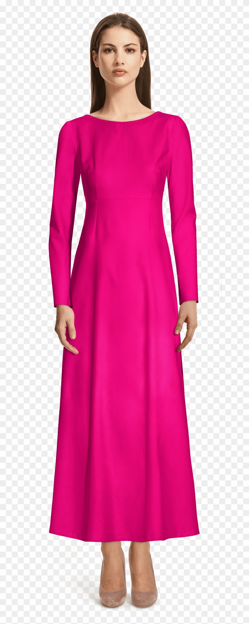 Pink High Waist Flare Maxi Dress - Female Tuxedo With Skirt Clipart