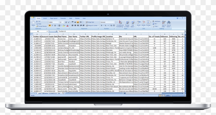 Twitter Followers Export Csv - Excel Clipart