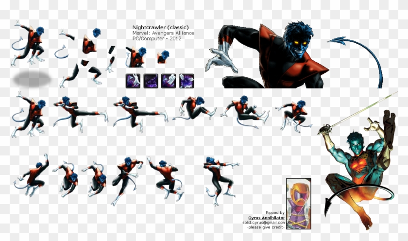 Click For Full Sized Image Nightcrawler - Nightcrawler Marvel Character Sheet Clipart #4886174