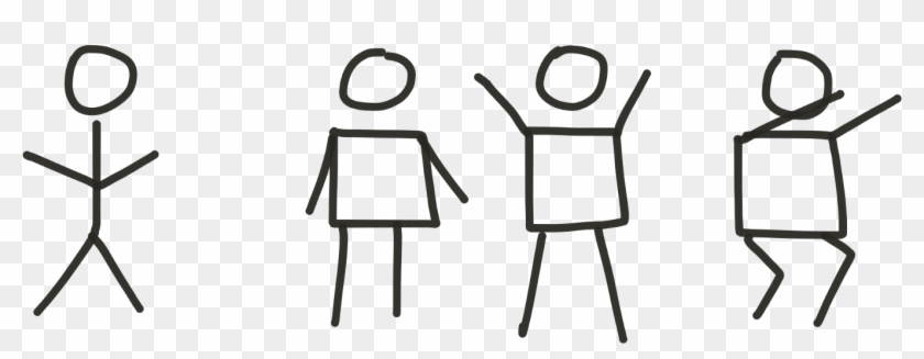 Replacing The 'stick' Body With A Square Shape Gives - Square Body Stick Figure Clipart