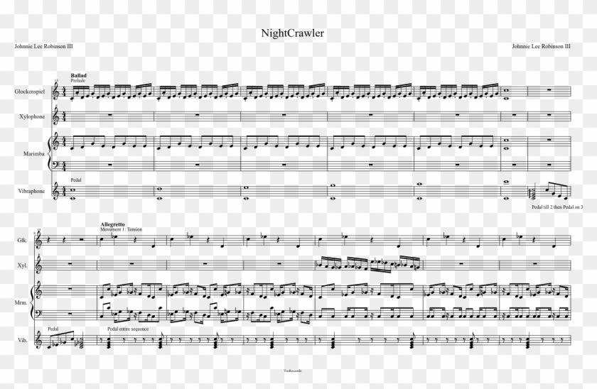Nightcrawler Sheet Music Composed By Johnnie Lee Robinson - Sheet Music Clipart