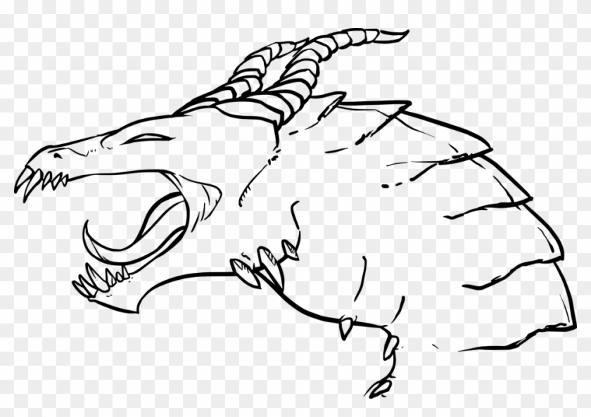 Dragon Fantasy Drawing Lineart Line Art Digital - Cabeza De Dragon Dibujo Clipart #4887193