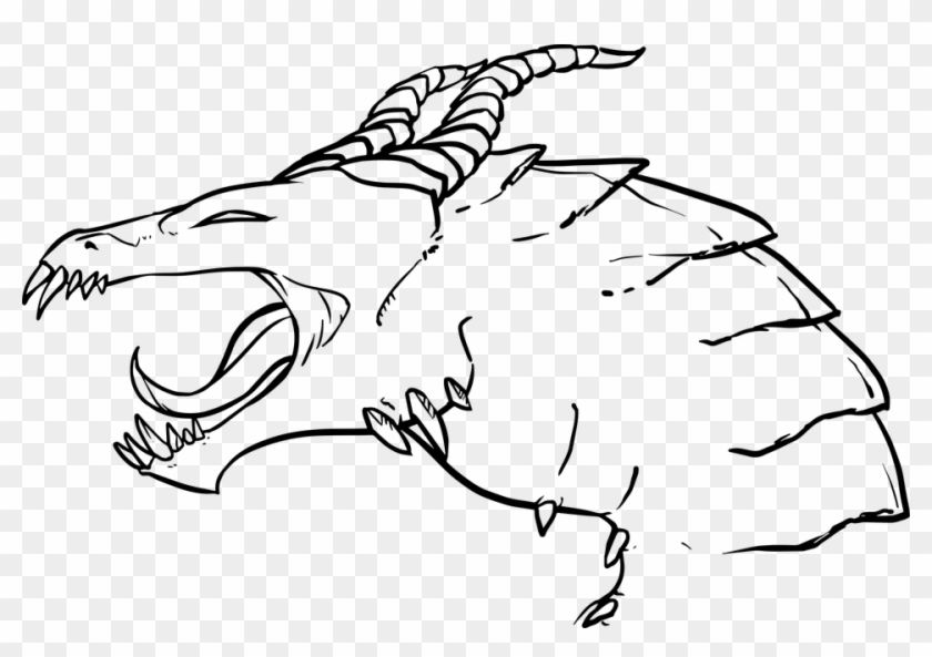 Dragon Fantasy Drawing Lineart Line Art Digital - Cabeza De Dragon Dibujo Clipart