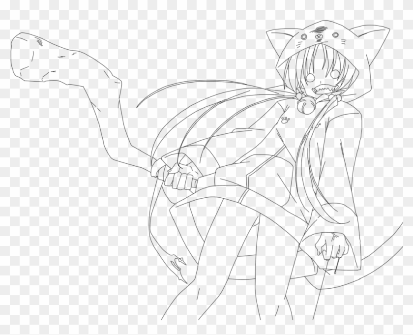 Neko Girl Lineart By - Line Art Clipart