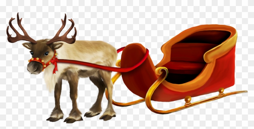 Photo From Album "scrap Kit Painted Christmas" On Yandex - Sleigh With Reindeer Clipart - Png Download #4887409