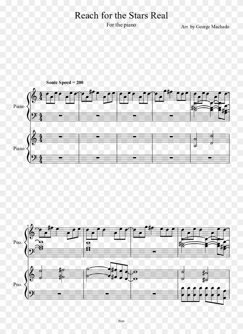 Reach For The Stars Real Sheet Music Composed By Arr - Canon Pachelbel Easy Piano Clipart