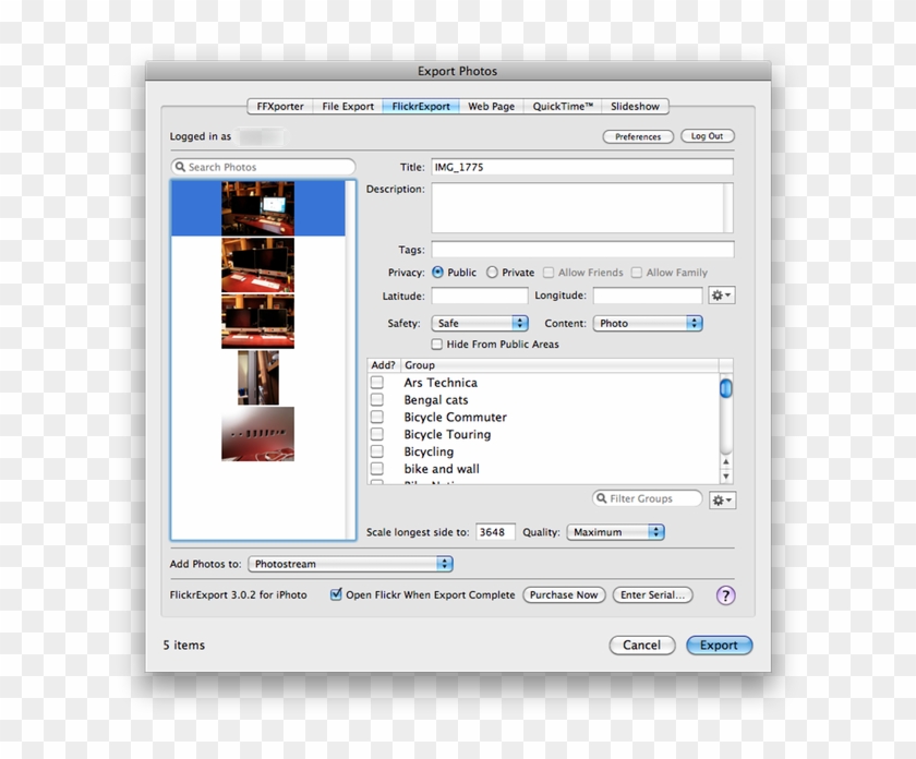 Using Flickrexport, You Can Upload Photos To Just Your - Flickr Software Clipart