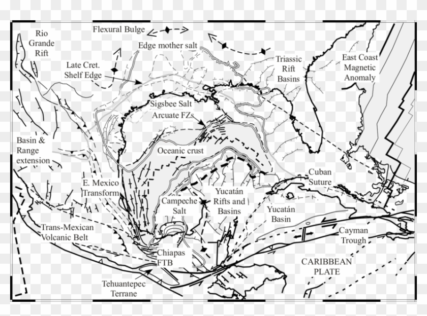 Present Day Tectonic Map Of The Gulf Of Mexico Region - Map Clipart