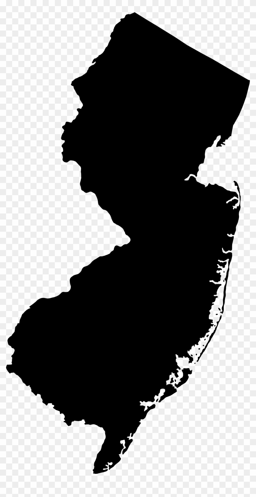 New Jersey Outline Shaded Map - New Jersey Black Clipart #4896682