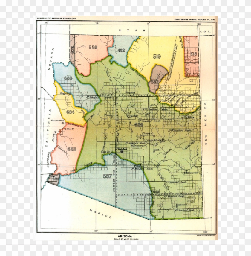 Map Of Arizona And New Mexico - Indian Cessions In Arizona Clipart #4896748