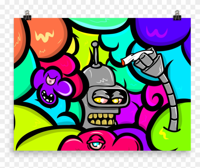 'cloudy Days In Futurama' Poster - Cartoon Clipart #4899073