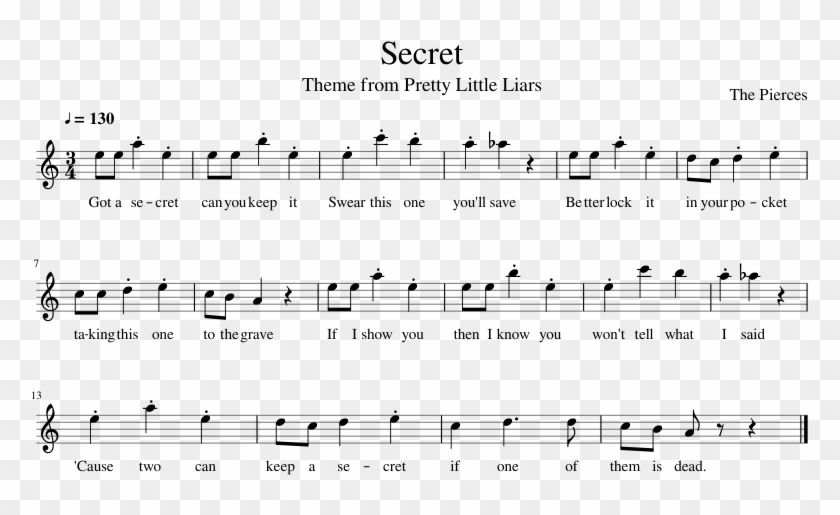 Pretty Little Liars Theme Song Sheet Music Clipart 4899344 Pikpng