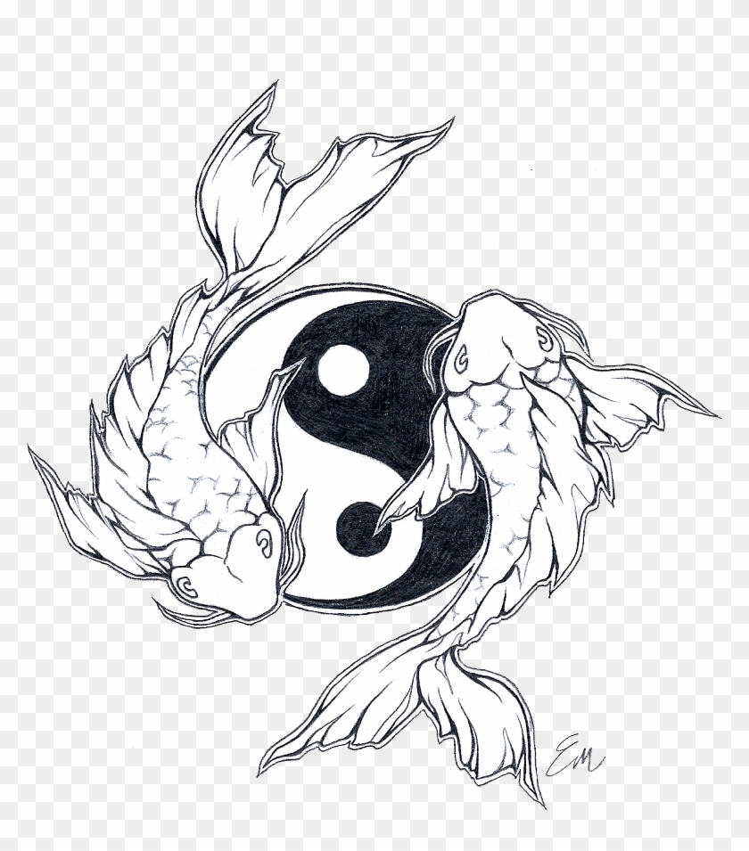 Koi Fish Design By Les Belles Soeurs - Ying Yang Fish Tattoo Clipart