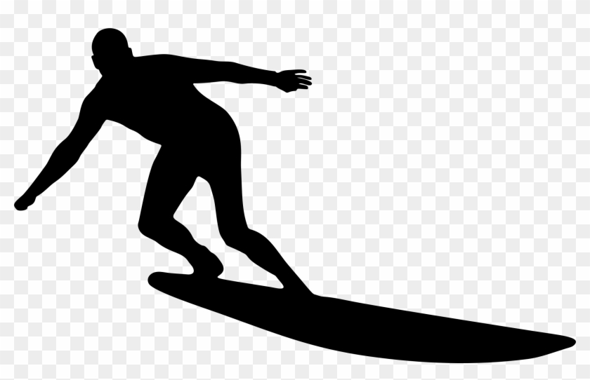 Black Clipart Surfboard - Man Surfing Silhouette - Png Download #491395