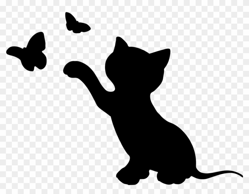 Silhouettes Clipart Kitten - Kitten Silhouette - Png Download #494972