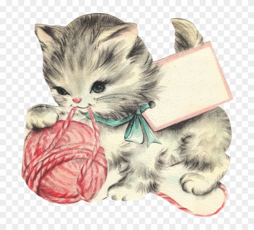 Hi Ya'll, Here's An Explosion Of Graphics For You, - Free Kitten Vintage Art Clipart