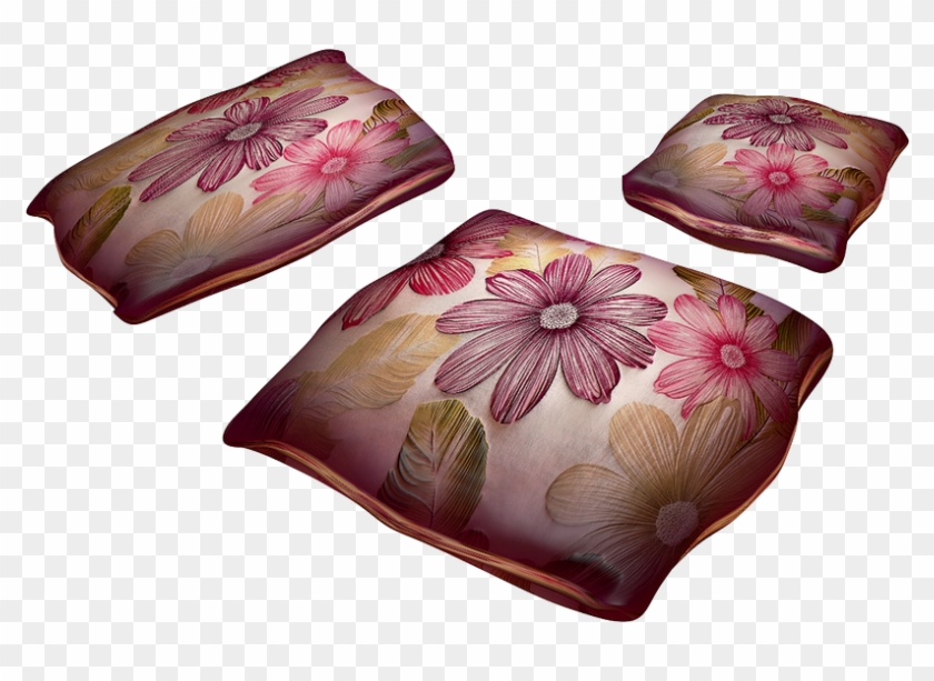 Pillow, Pattern, Flowers, Png, Isolated, Textiles - Cushion Clipart #499207