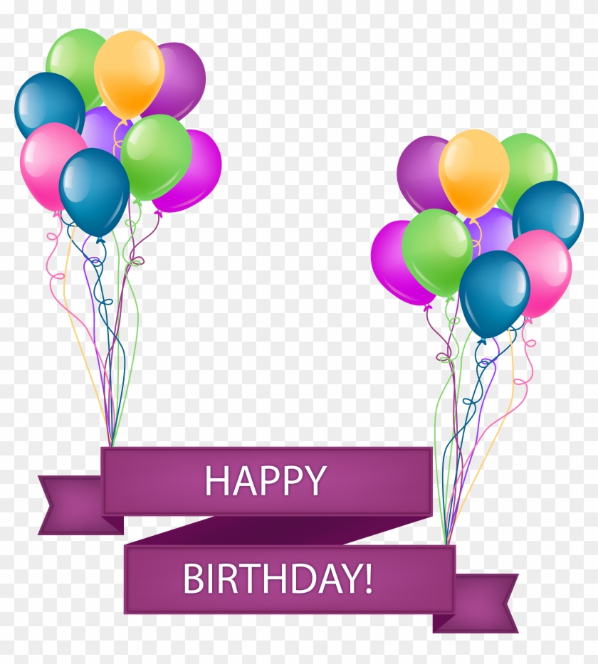 Happy Birthday Banner With Balloons Transparent Png Clipart #499901