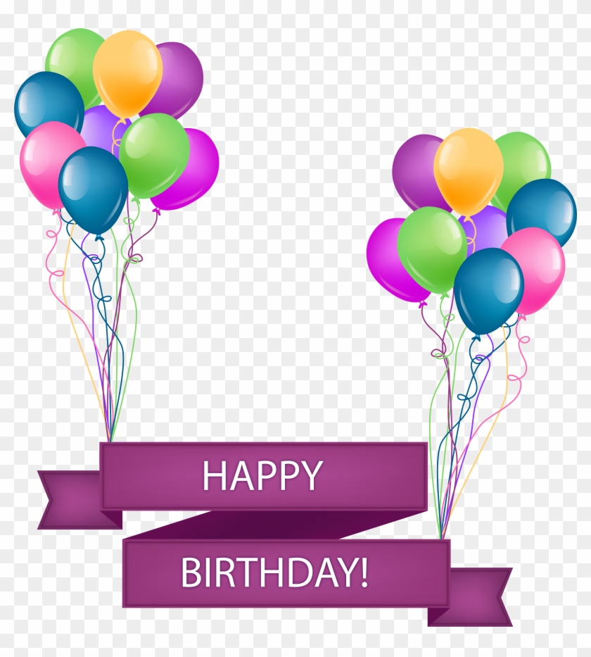 Happy Birthday Banner With Balloons Transparent Png Clipart