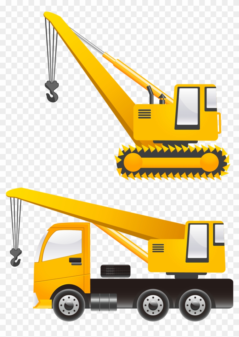 Cartoon Heavy Vector Transprent - Construction Crane Vector Png Clipart
