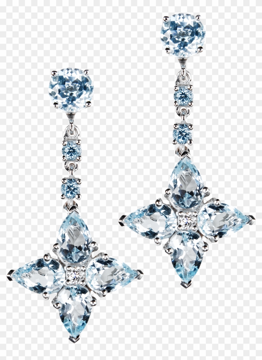 Blue Topaz Studs With Detachable Blue Topaz And Diamond - Blue Topaz Three Tier Earrings Silver Clipart