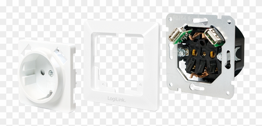 2-port Usb Wall Outlet With 1x Safety Socket - Electronics Clipart