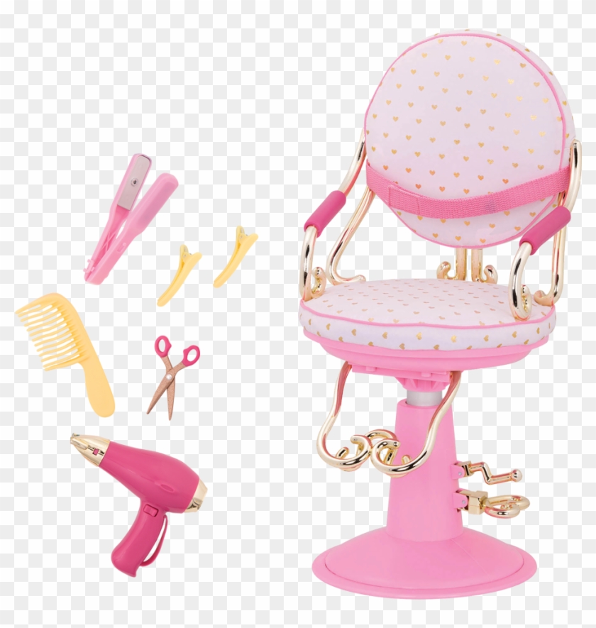 Sitting Pretty Salon Chair Gold Hearts All Components - Our Generation Dolls Chair Clipart