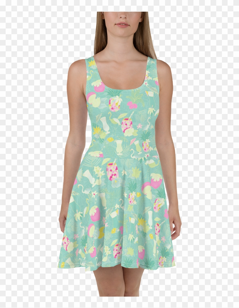 Tropical Drinks Skater Dress - Dress Clipart #4909207