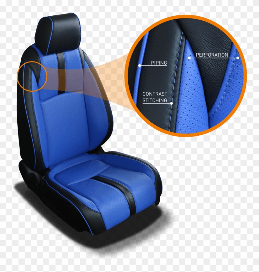 Katzkin Seat Stitching, Piping, And Perforation - Blue Leather Car Seats Clipart #4909974
