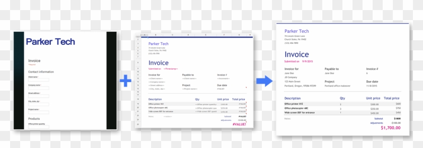 Form Publisher - Google Sheets - Invoice - Google Sheets Clipart #4910199