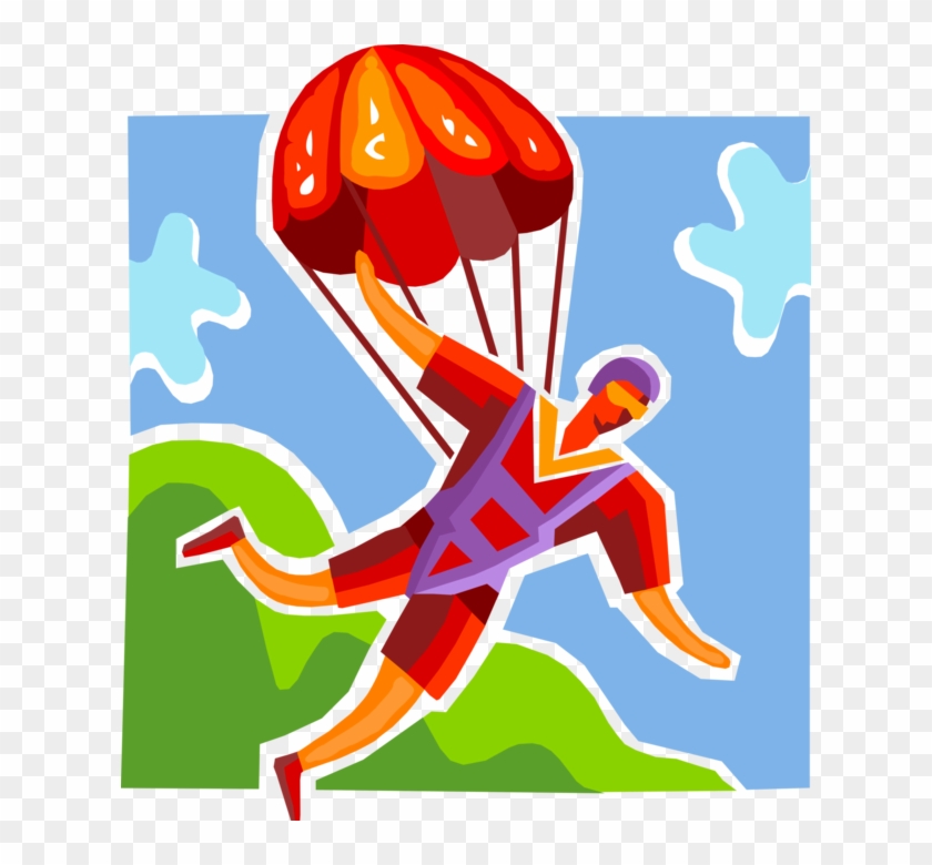 Vector Illustration Of Skydiving Skydiver Parachutist Clipart