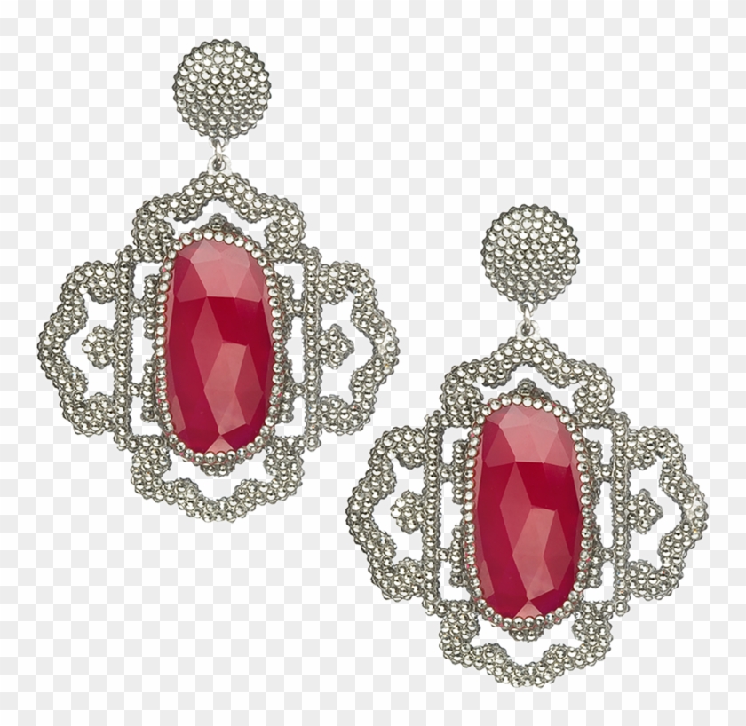Swarovski Crystal Pave Square Deco Earring With Red - Ruby Clipart #4914734