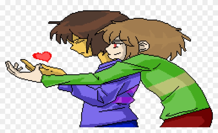 Frisk & Chara Pixel Art - Cartoon Clipart