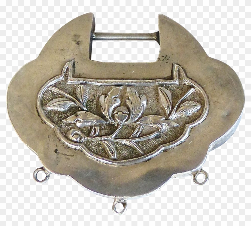 Antique Chinese Silver Lock Under Lock And Key, Key - Handbag Clipart #4917185