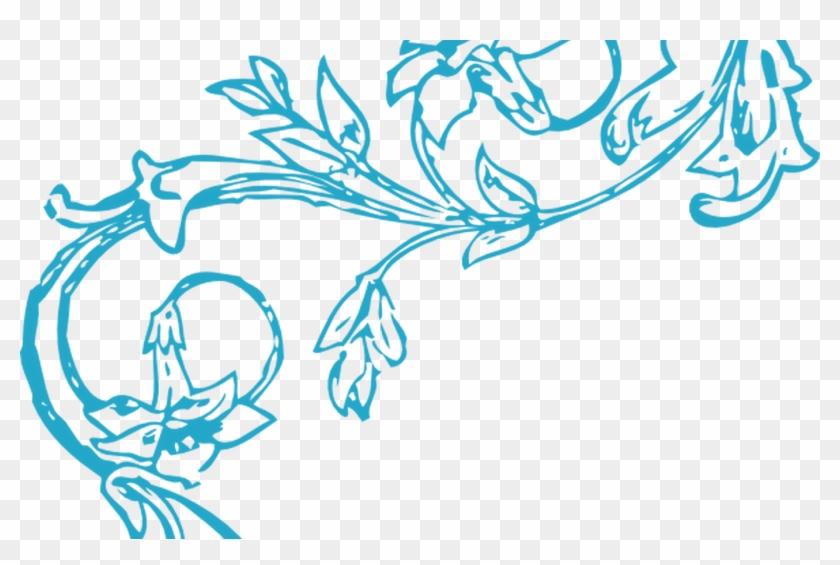 Blue Floral Vine Corner Clip Art At Clkercom Vector - Blue Flower Design Png Transparent Png
