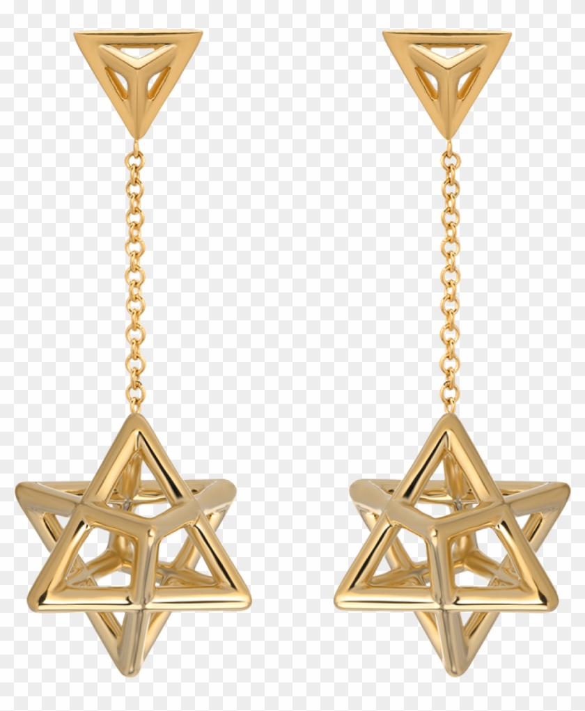 Merkaba Body Yellow Gold Drop Earrings - Merkaba Jewellery Clipart #4919494
