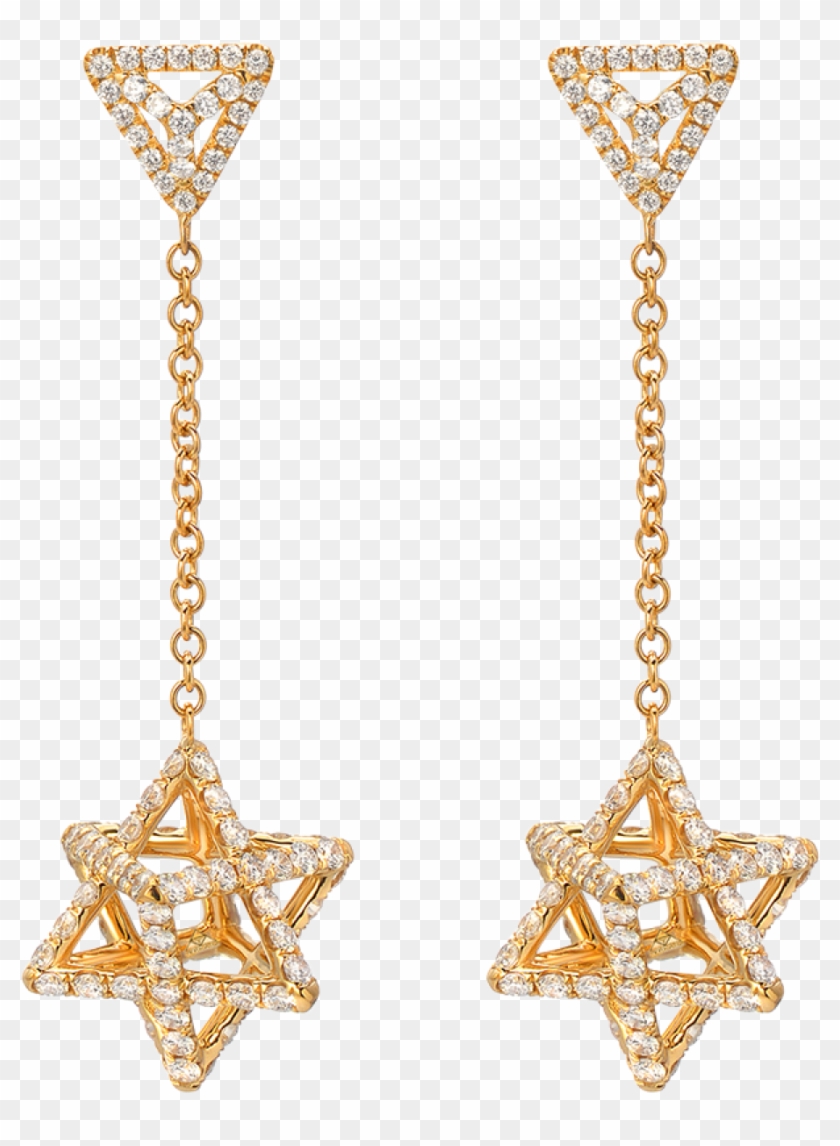 Merkaba Light Yellow Gold Drop Earrings With Diamonds - Jhumki Styles Clipart