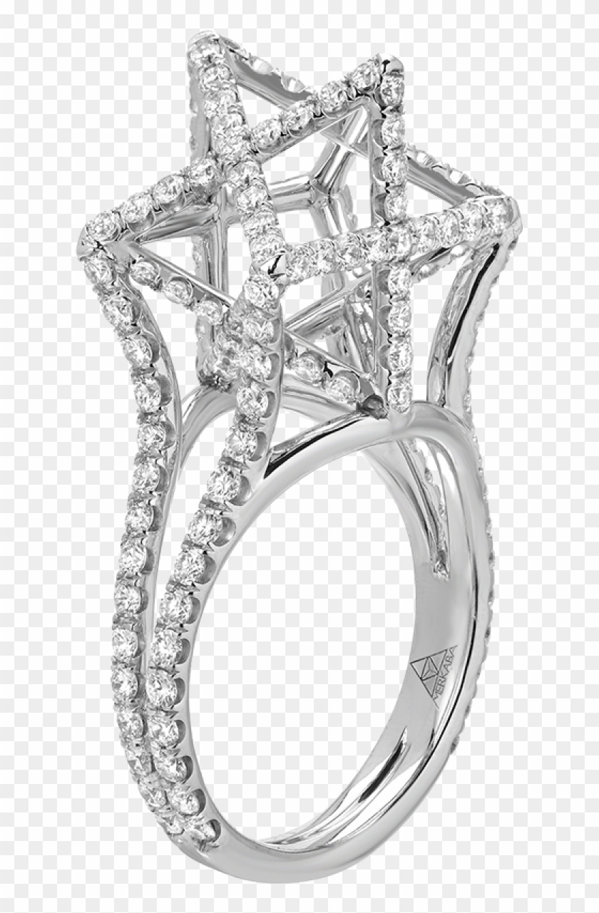 Merkaba Light Large Platinum Ring With Diamonds - Engagement Ring Clipart