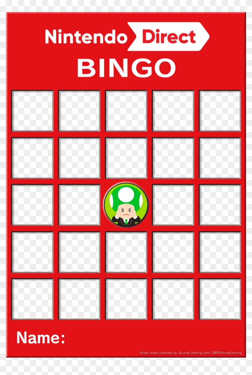 Source Gaming On Twitter - Nintendo Direct Bingo Card Clipart
