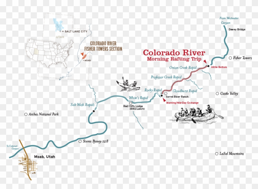 Moab Rafting Morning Map , Png Download - Map Clipart
