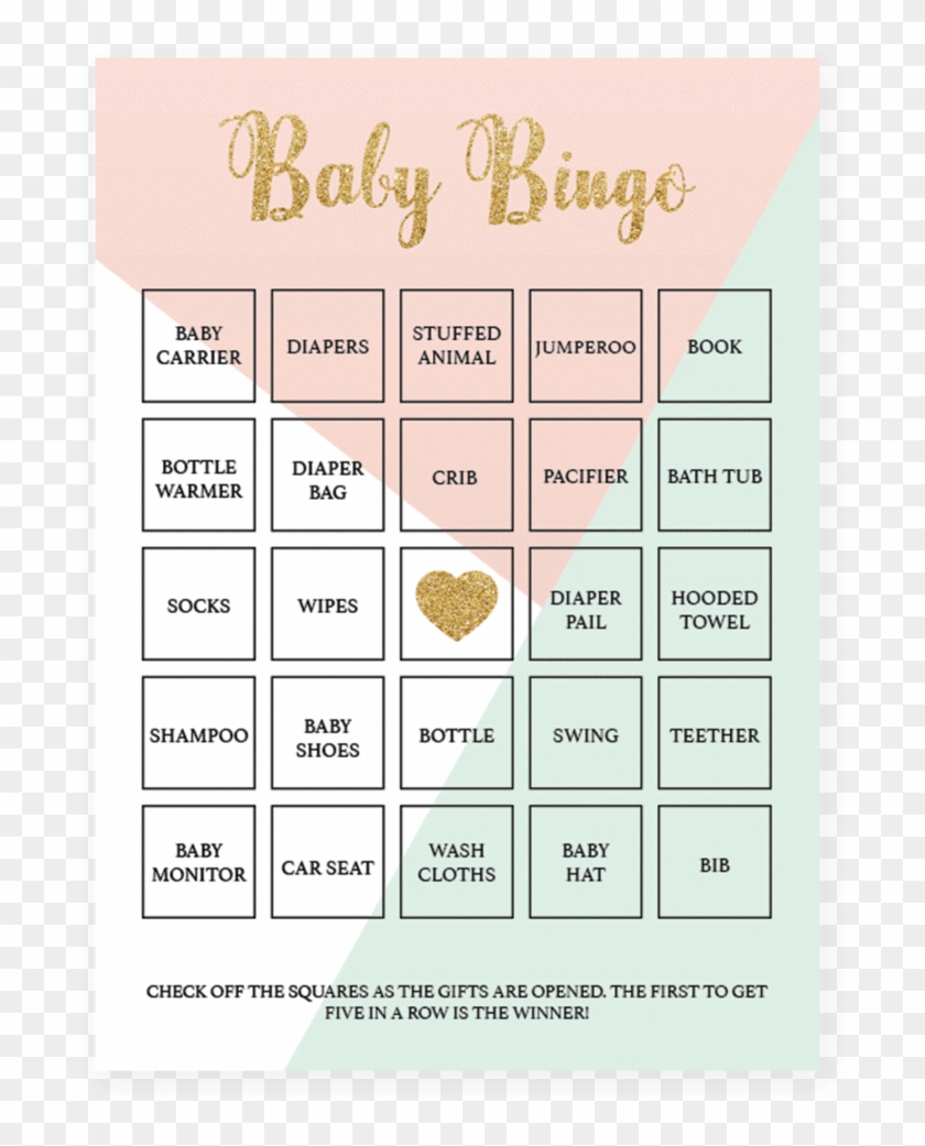Pink And Mint Printable Baby Bingo Cards By Littlesizzle - Printable Baby Bingo Cards Clipart
