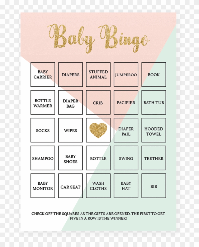 Pink And Mint Printable Baby Bingo Cards By Littlesizzle - Printable Baby Bingo Cards Clipart #4921035