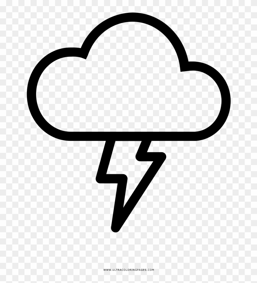 Thunder Cloud Coloring Page - Line Art Clipart